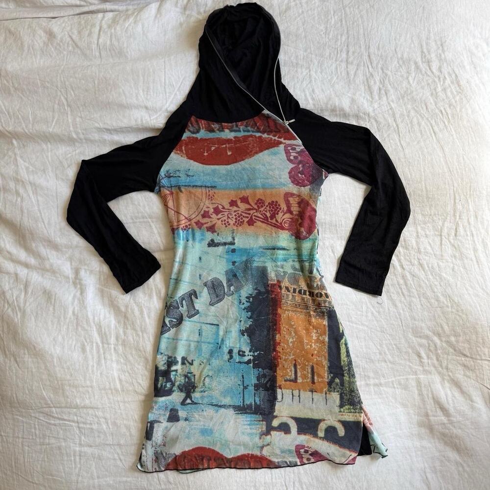 Vintage subversive euro micro mesh graphic mini dress